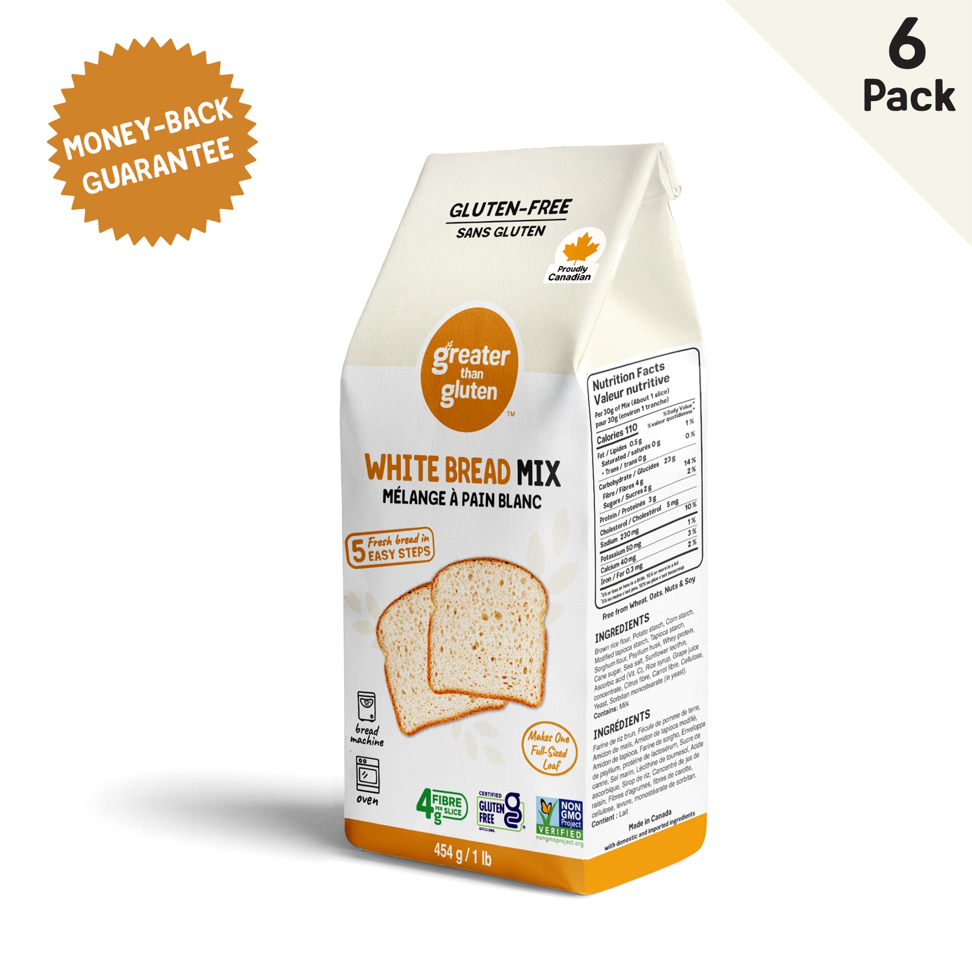 Gluten-free white bread mix bag front